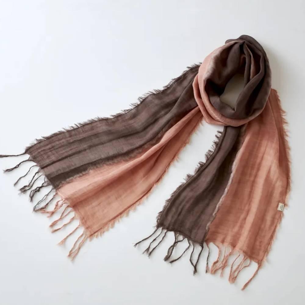 Amami Oshima Naturally Mud-Dyed Cotton Scarf Brown & Tan