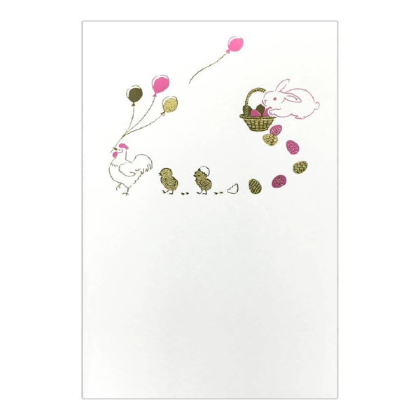 April Seasonal Foil Stamped Postcard Easter Bunnies Design