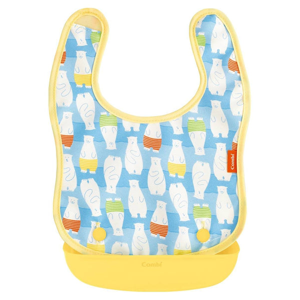 Combi Japan Easy to Clean Baby Bib With Pocket Cute Polar Bear Design