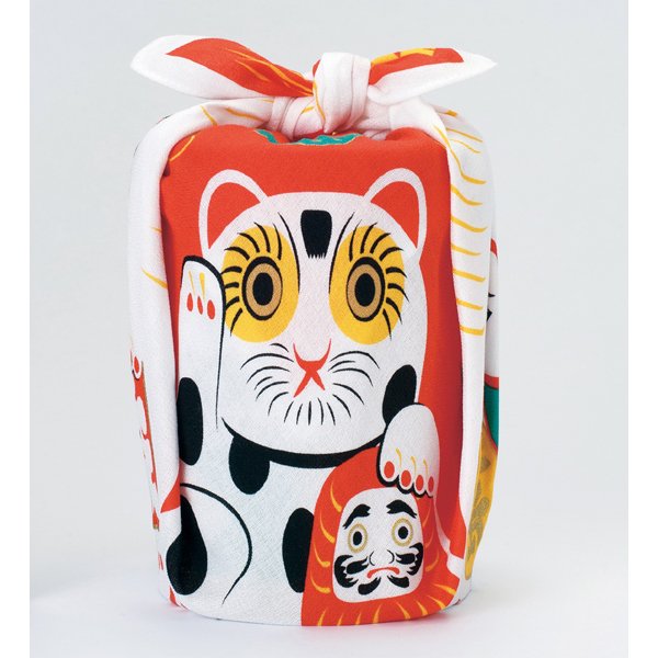 Fukukochae Furoshiki Maneki Neko Small Cotton Wrapping Cloth 48cm