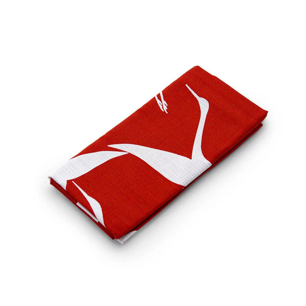 Furoshiki Red Japanese Cranes Design Cotton Wrapping Cloth 100cm
