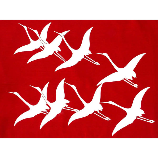 Furoshiki Red Japanese Cranes Design Cotton Wrapping Cloth 100cm
