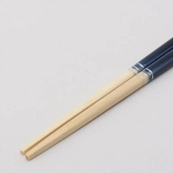 Handcrafted Wooden Chopsticks Non-Slip Cherry Blossom Blue Pattern 23cm