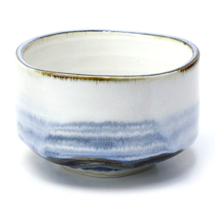 Handmade Mino Ware Chawan Matcha Cup Blue Haze Design Tea Bowl
