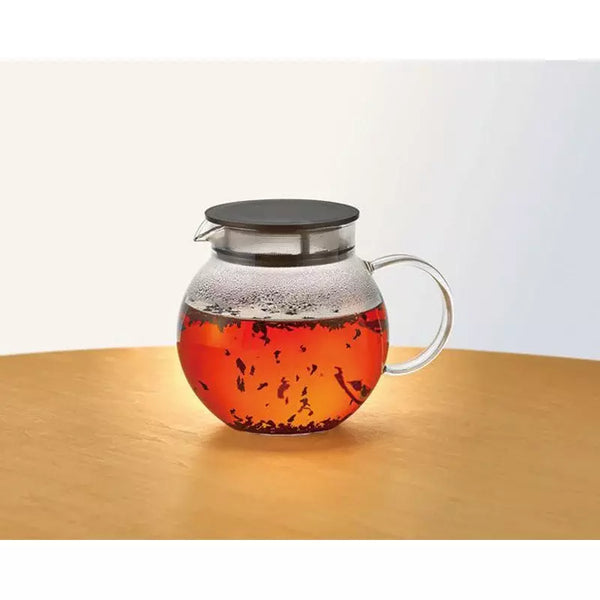 Hario Jumping Leaf Transparent Glass Teapot With Strainer Lid 600ml