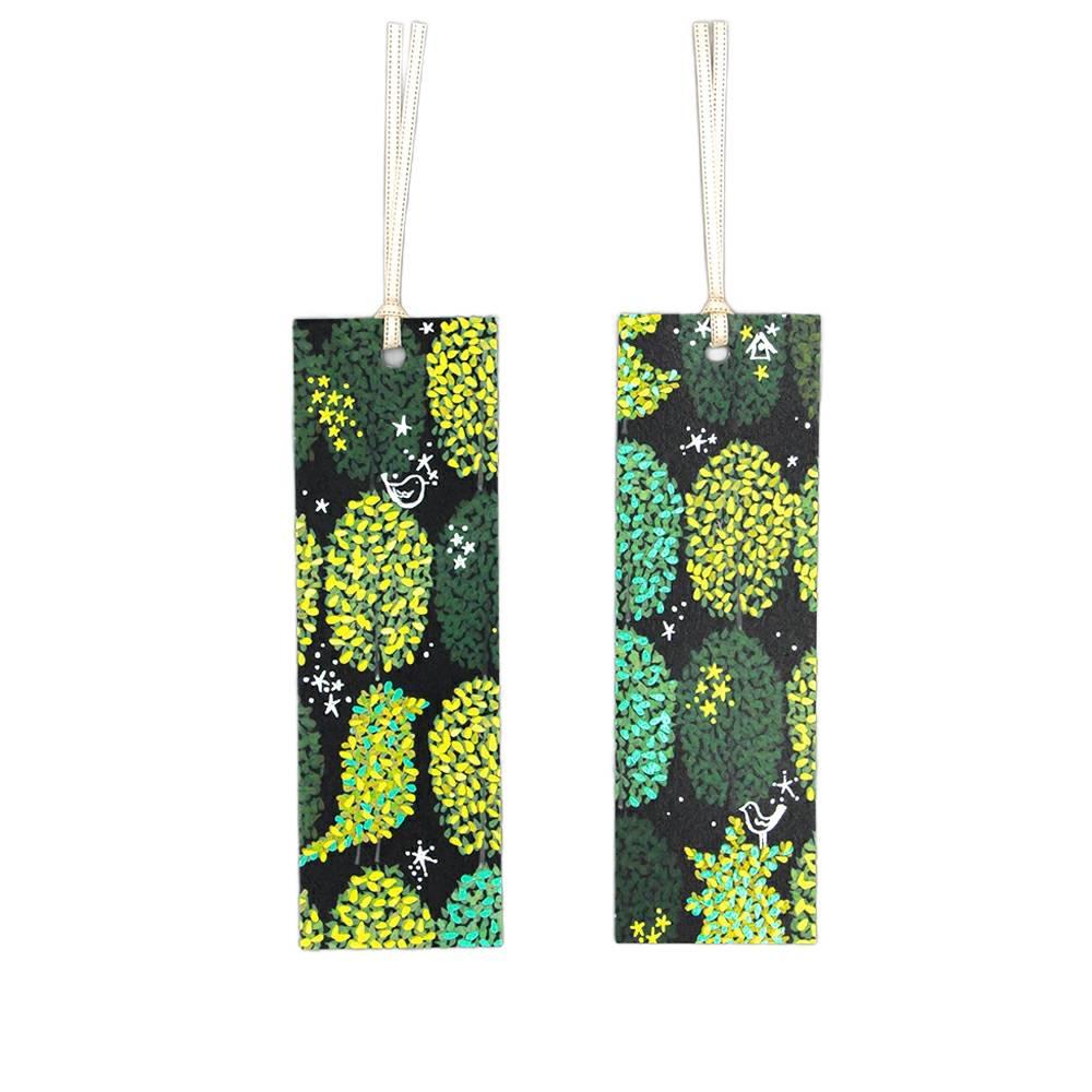 Holographic Foil Stamped Bookmark Green Trees Design 2 ct.