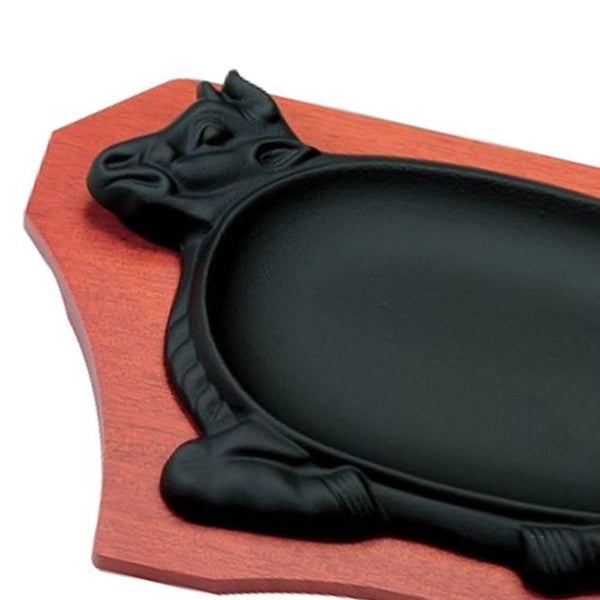 Ikenaga Cast Iron Steak Plate Cow-Shaped Sizzling Plate 21cm