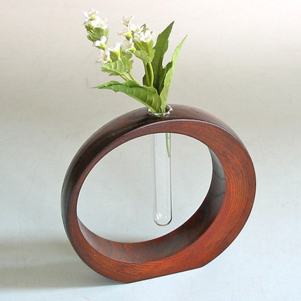 Isuke Lacquered Wooden Flower Vase Crescent Moon Small Size