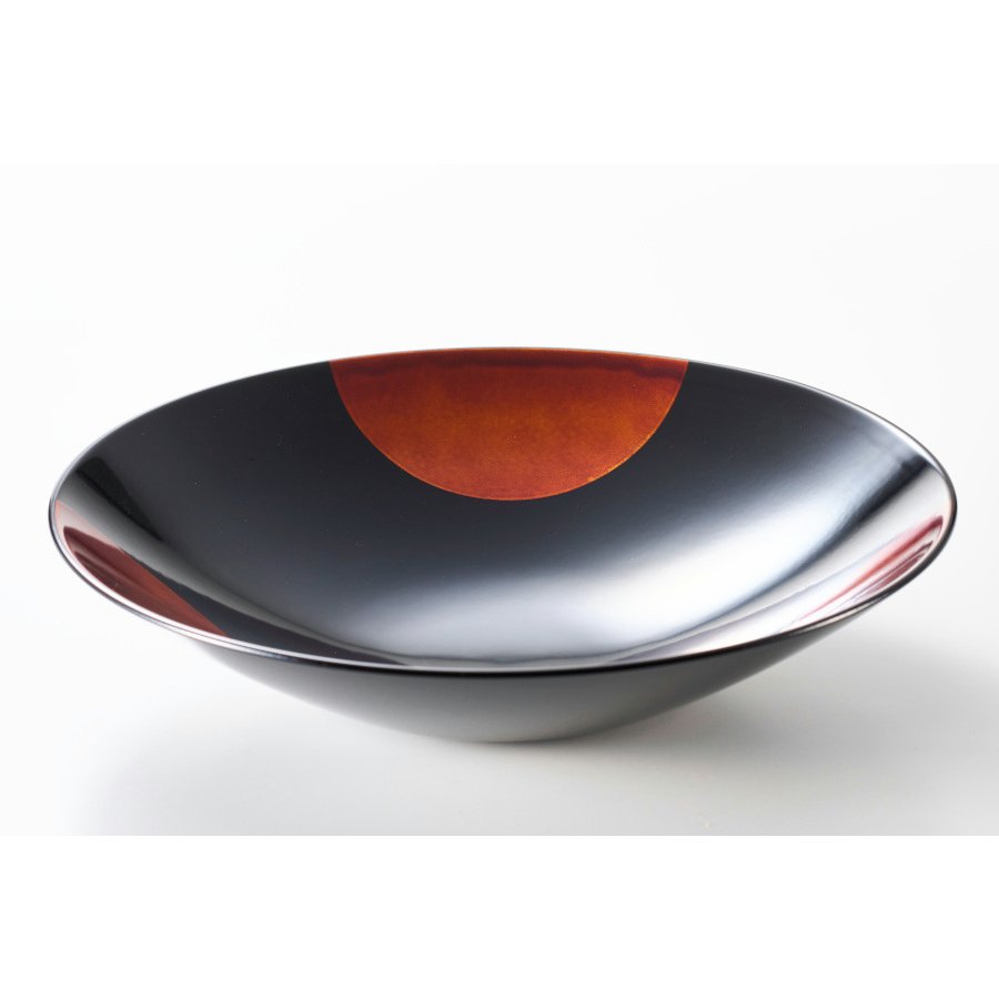Isuke Sandalwood Lacquer Bowl Sun & Moon Large Size