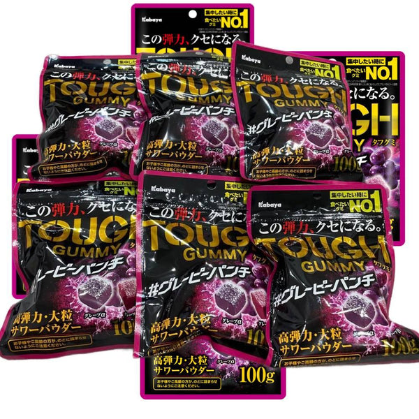 Kabaya Tough Gummy Alpha & Beta Grape Chewy Gummies 100g (Pack of 6)