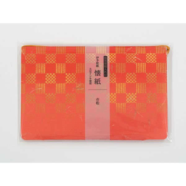 Kamiiso Kimono Checkered Pattern Kaishi Iyo Washi Paper & Case Set
