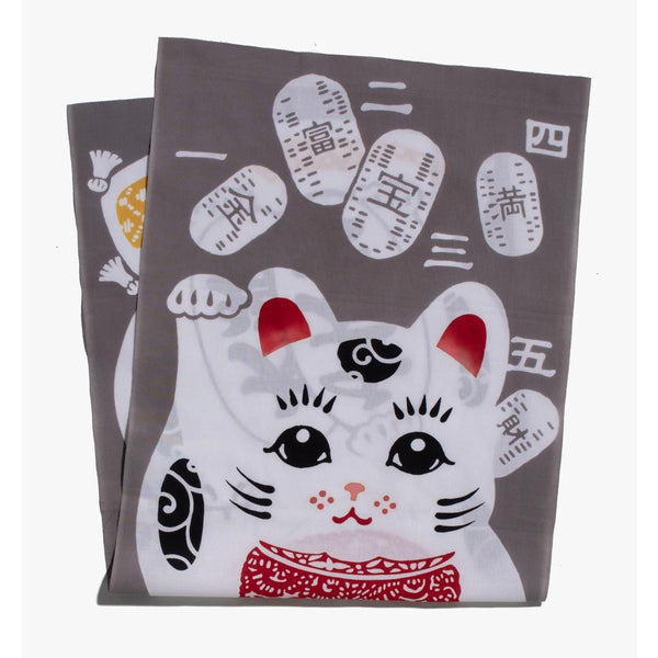 Kenema Tenugui Maneki Neko Lucky Cat Traditional Hand Dyed Cloth