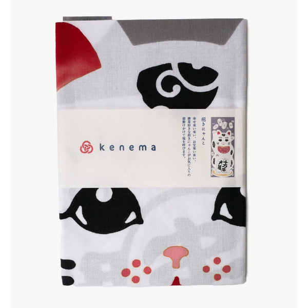 Kenema Tenugui Maneki Neko Lucky Cat Traditional Hand Dyed Cloth