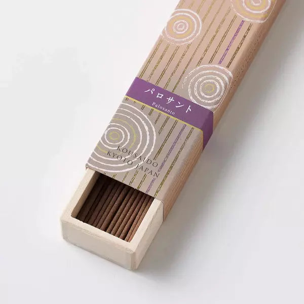 Kousaido Palo Santo Long Incense Sticks In Wooden Box 40 ct.