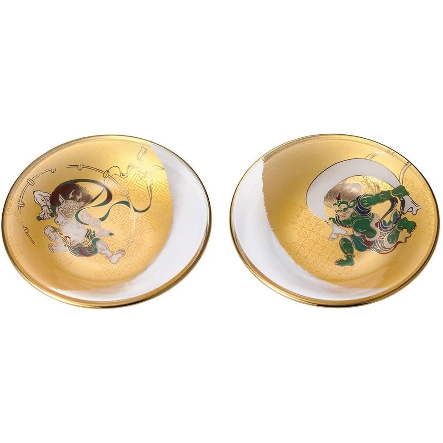 Aderia Fujin Raijin Small Glass Plate Japanese Glassware Dish Set S-6229