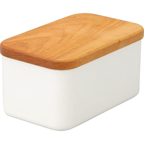 Noda Horo Enamel Butter Dish with Wooden Lid 450g