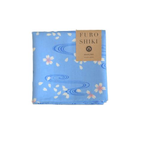 Seiran Furoshiki Blue Floating Blossoms Cotton Wrapping Cloth