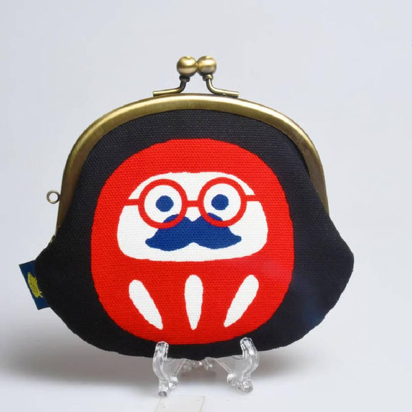 Shirakawa Cute Black Cotton Small Purse Daruma Design