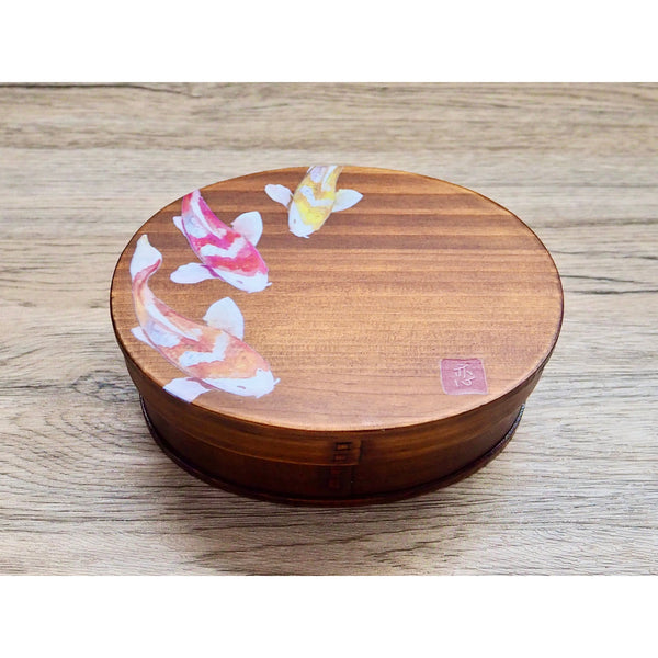 Wakacho Wooden Lacquer Bento Box Carp Design Japanese Lunch Box 700ml