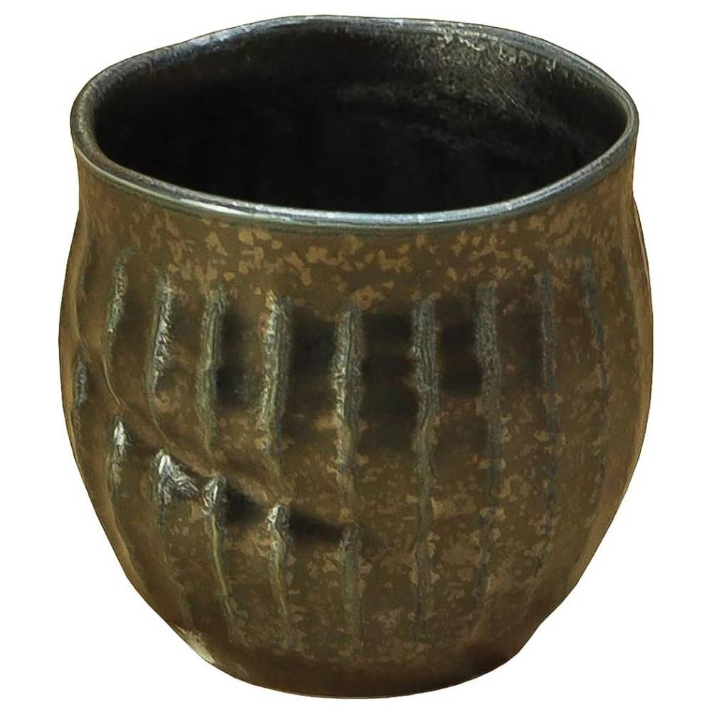 Rustic Teacup Handmade Minoware Porcelain Cup Brown & Silver