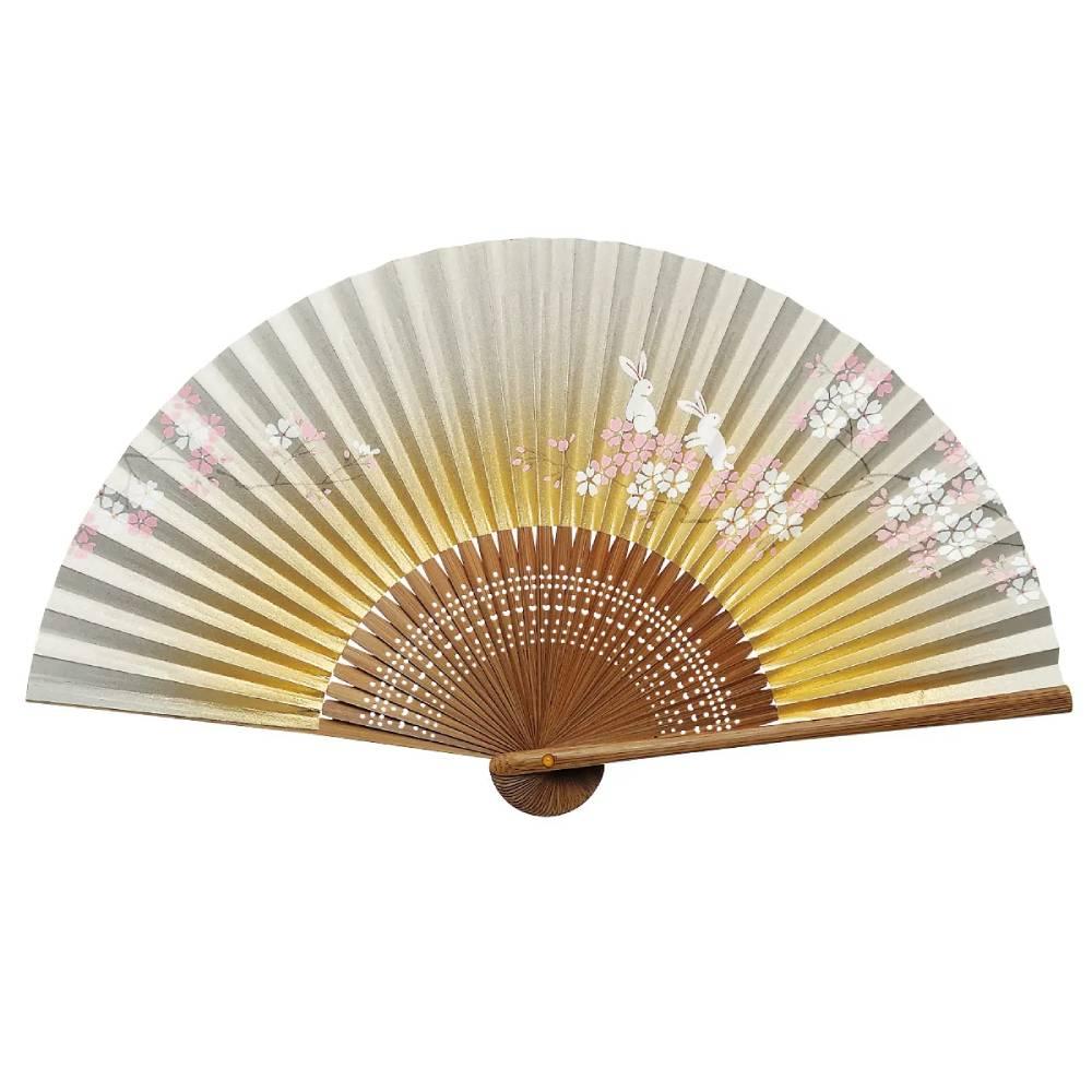Yamani Sakura & Rabbits Small Sensu Handheld Folding Fan 19.5cm