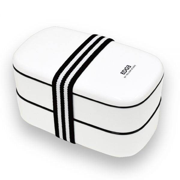 Yellow Studio Bento Box 2-Tier Microwavable Japanese Lunch Box White