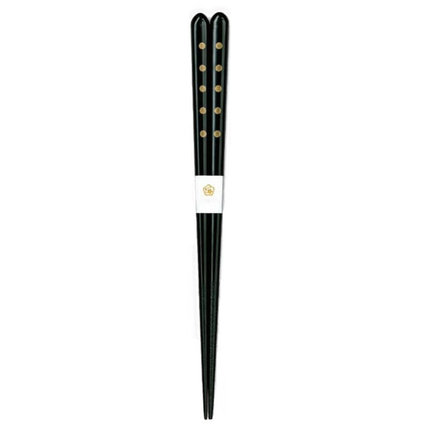 Aoba Dishwasher Safe Wooden Chopsticks Gold Dots Design Black 24cm