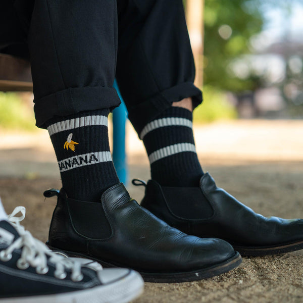 Banana Deodorizing & Sustainable Black Crew Socks 25-28cm