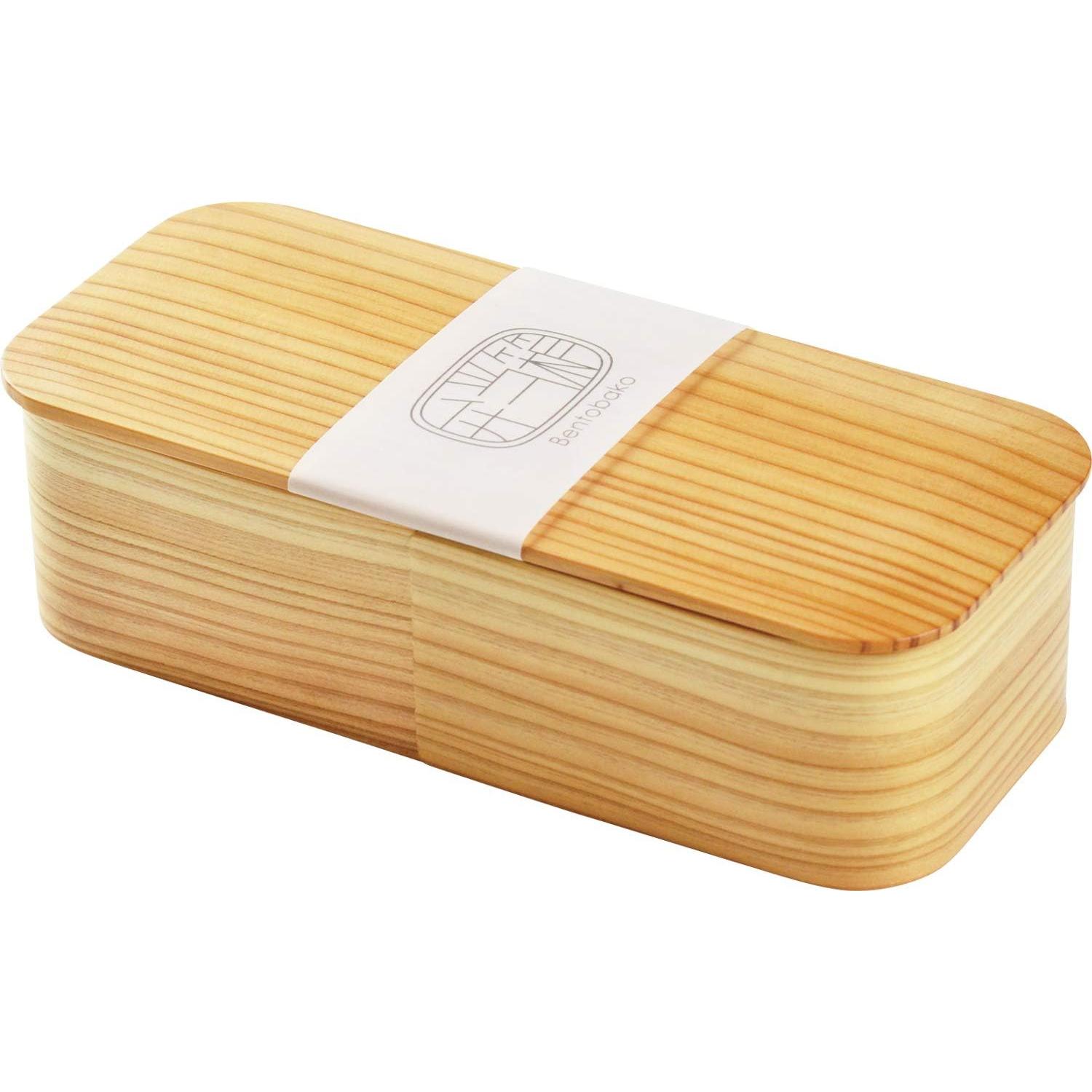 Cedar Lunch Box Handmade Long Rectangular One-Tier Bento Box 640ml
