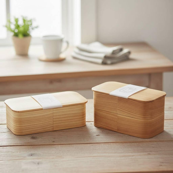 Akita Cedar Lunch Box Handmade Two-Tier Bento Box 930ml