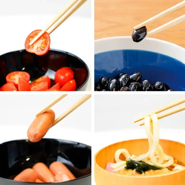 Children's Wooden Chopsticks Non-Slip Easy Grip Blue & White 18cm