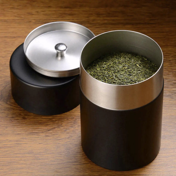 Enzo Stainless Steel Tea Caddy Tea Canister Tin Matte Black 200g