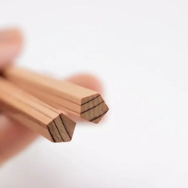 Handcrafted Pentagonal Chopsticks Unbleached Natural Red Cedar 22.5cm
