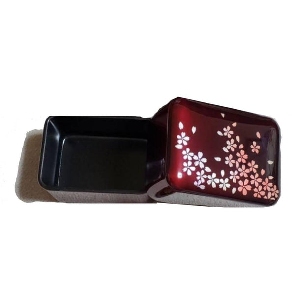 Red Lacquered Small Accessory Case Cherry Blossom Design