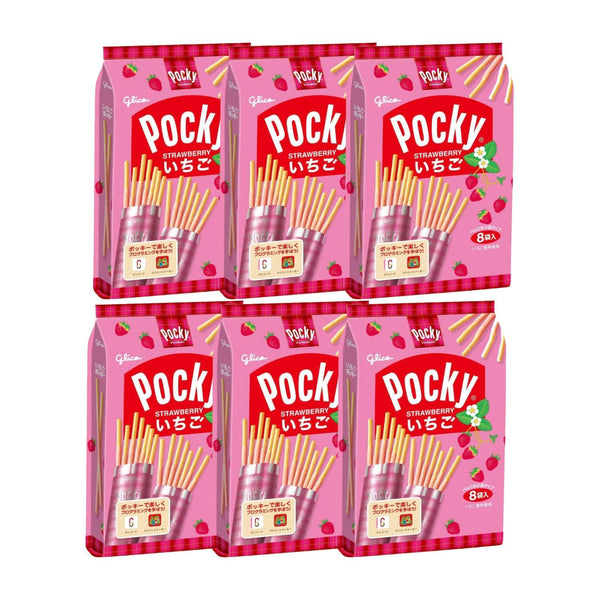 Strawberry Pocky Strawberry Chocolate Biscuit Sticks (Pack of 6)