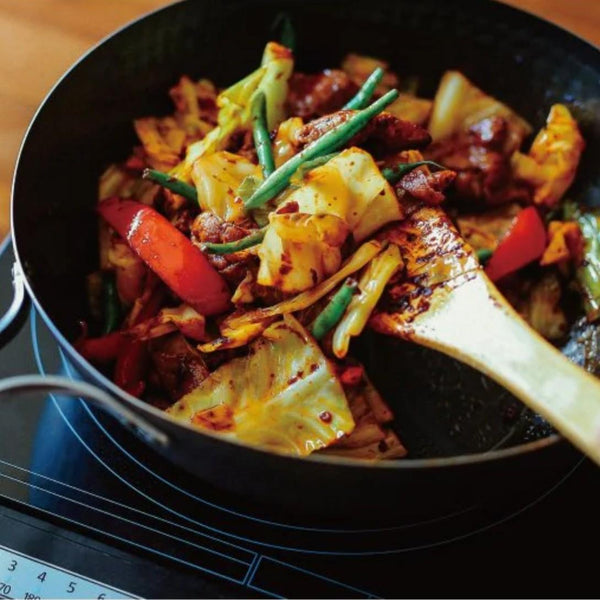 Wahei Enzo Flat-Bottomed Iron Induction Wok (1.6mm Thick) 28cm